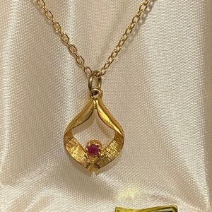 Genuine ruby and gold plated necklace